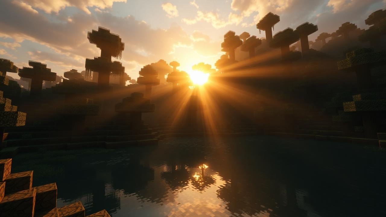 Minecraft scene rendered with a high-resolution texture pack